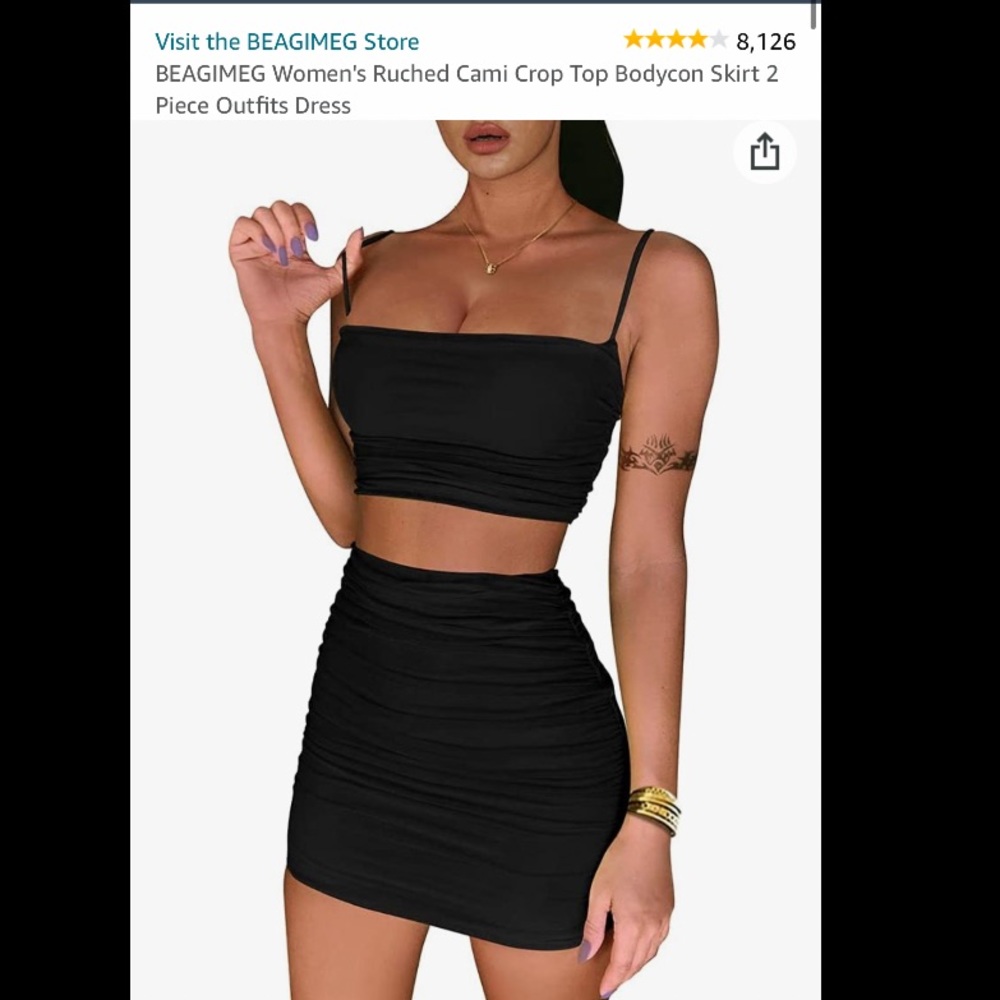 Black Two Piece Skirt Set